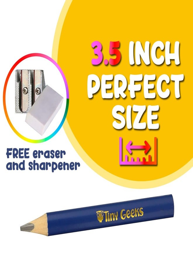 TinyGeeks Jumbo Pencils HB - NEW -12 - Triangle Short Pencils for Kids + Sharpener - Perfect for Preschool, Toddlers and Beginners + Recommended by Teachers & Experts Jumbo black - Image 4